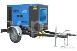 Дизельный генератор  АД-300С-Т400-1РКМ16 в шумозащитном кожухе на прицепе с АВР